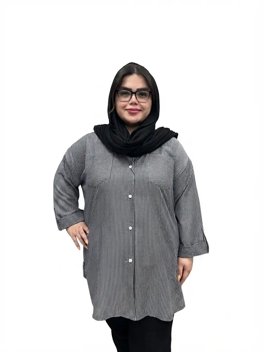 شومیز راه راه پاگن زنانه سایز بزرگ